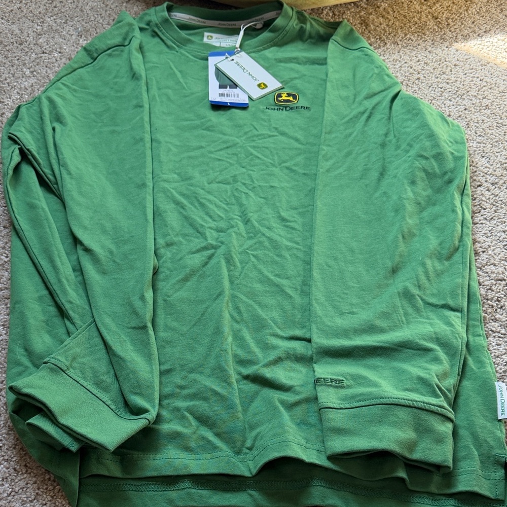 John Deere Green Long Sleeve Shirt with Logo